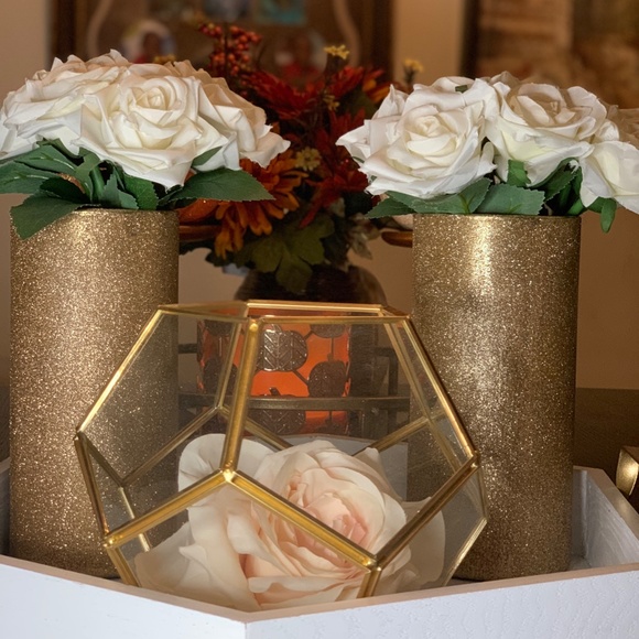 Glitter gold Cylinder Vase - Picture 4 of 5